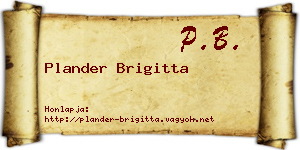 Plander Brigitta névjegykártya
